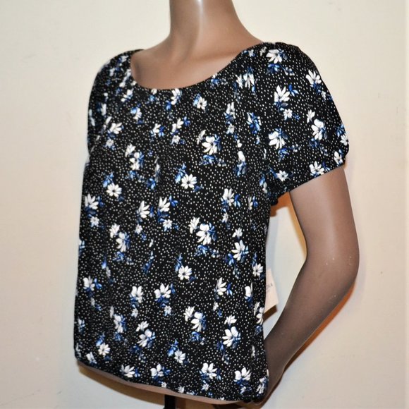 Arizona Jean Co Black Boho Floral Blouse NWT - Picture 3 of 3
